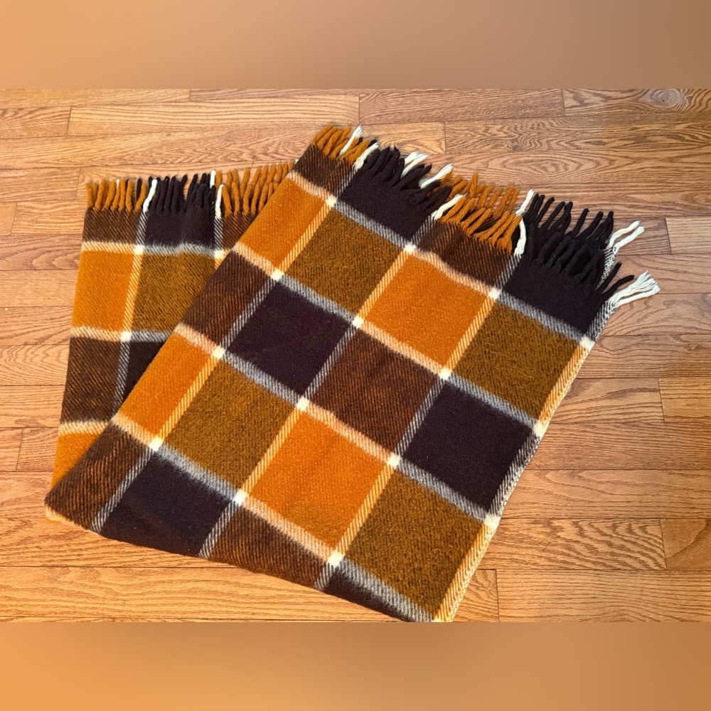 Vintage Suitex Super Manta Uruguay Pure Virgin Wool Blanket 54x60 Burnt Orange